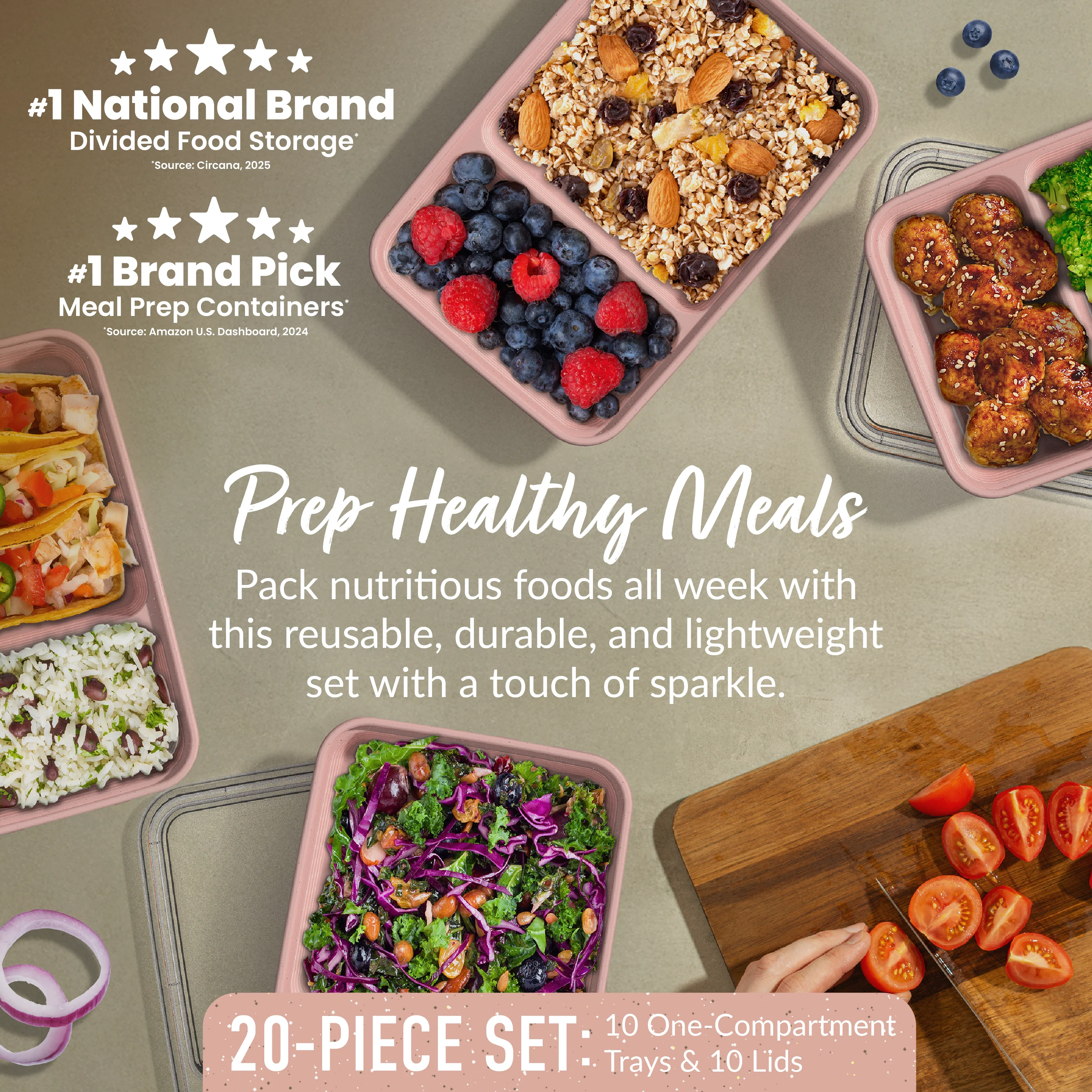 Bentgo Prep 2-Compartment Meal Prep Containers (20-Piece) - Image 74